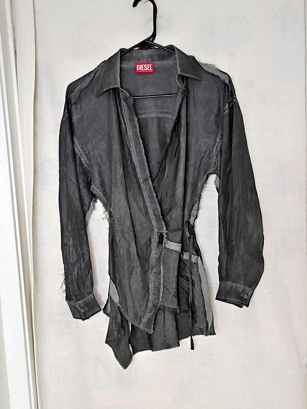 Diesel Distressed Wrap Jacket in Black Size 38